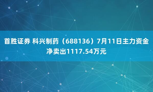 首胜证券 科兴制药（688136）7月11日主力资金净卖出1117.54万元